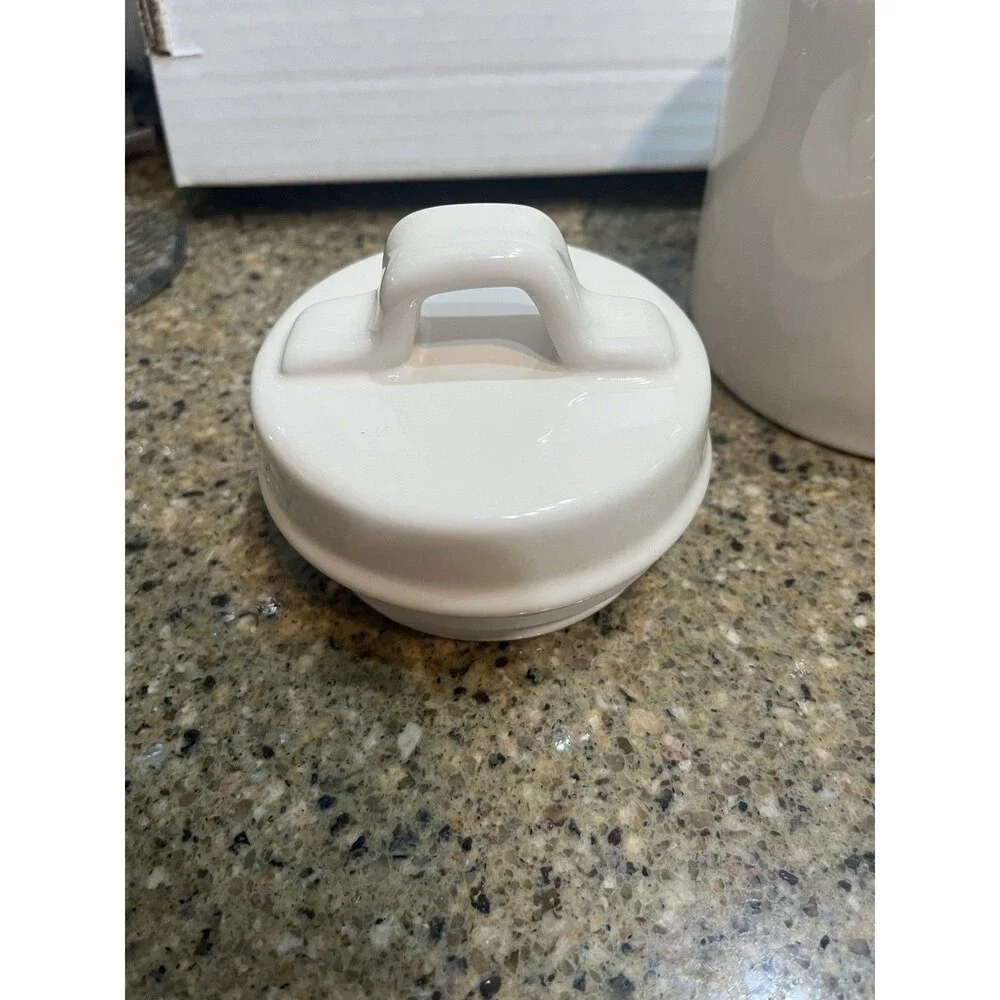 Rae Dunn Artisan Collection by Magenta White Ceramic Tea Canister With Lid